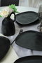 Hermia Juego de 6 Platos de Servicio de Cerámica Negro Mate 30 cm